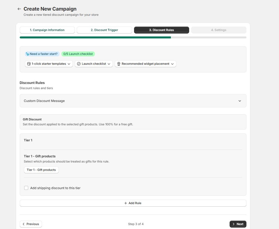 Campaign builder step 3: discount rules