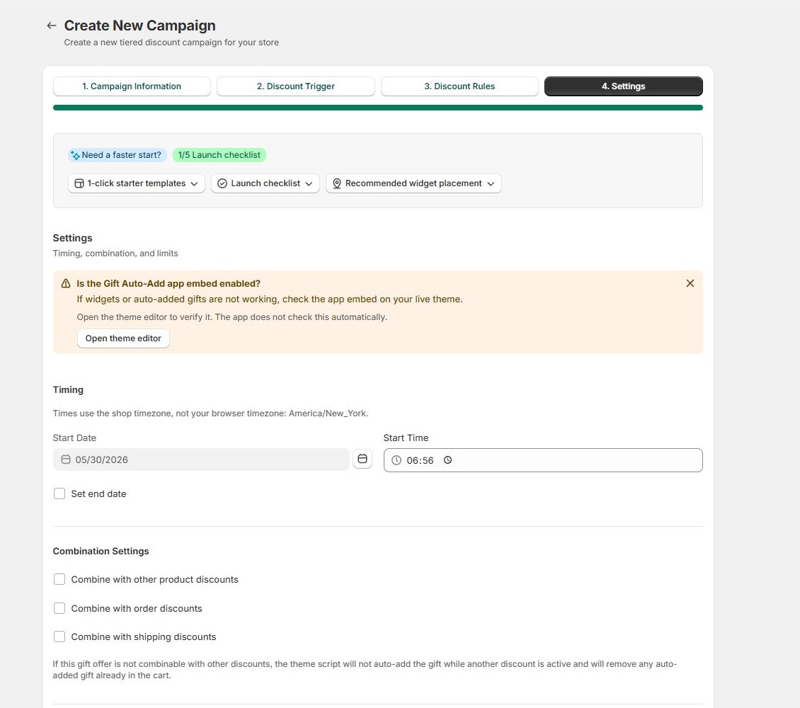 Campaign builder step 4: settings
